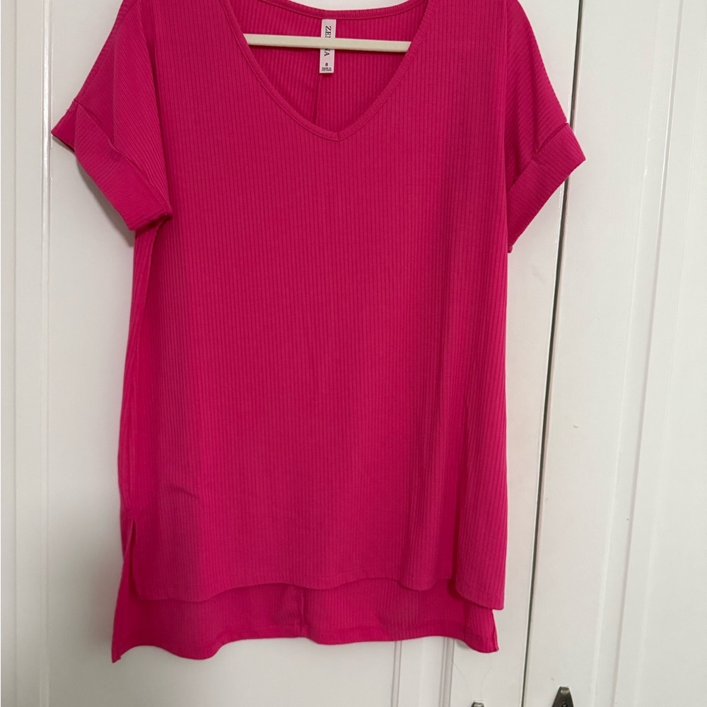 Zenana Outfitters Hot Pink Short Sleeve Tee